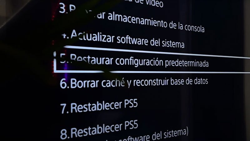 Menu de restaurar ps5 